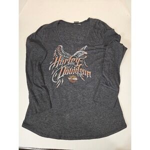 Harley Davidson Graphic Tee Bert's Black Widow‎ Mermaid Long Sleeve Top